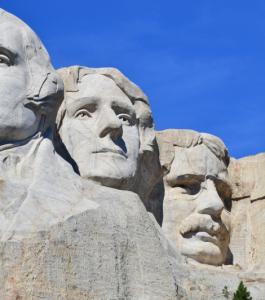 Four presidents carved into Mt. Rushmore