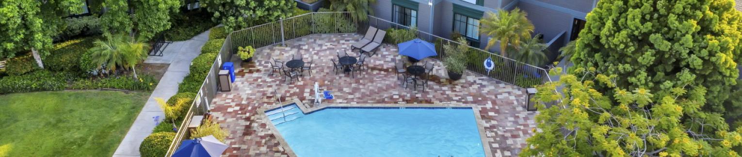 Aerial View of the Outdoor Pool and Spa
