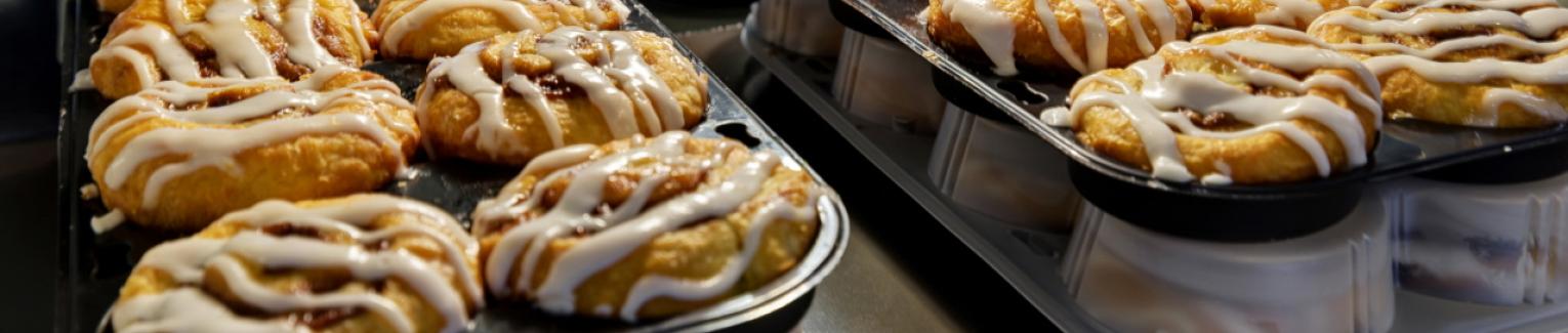 Warm cinnamon rolls in our breakfast room