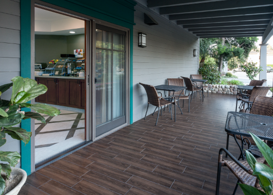 Image of outdoor patio that is part of the hotel