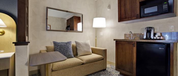 King Studio Suite with an optional wetbar upgrade